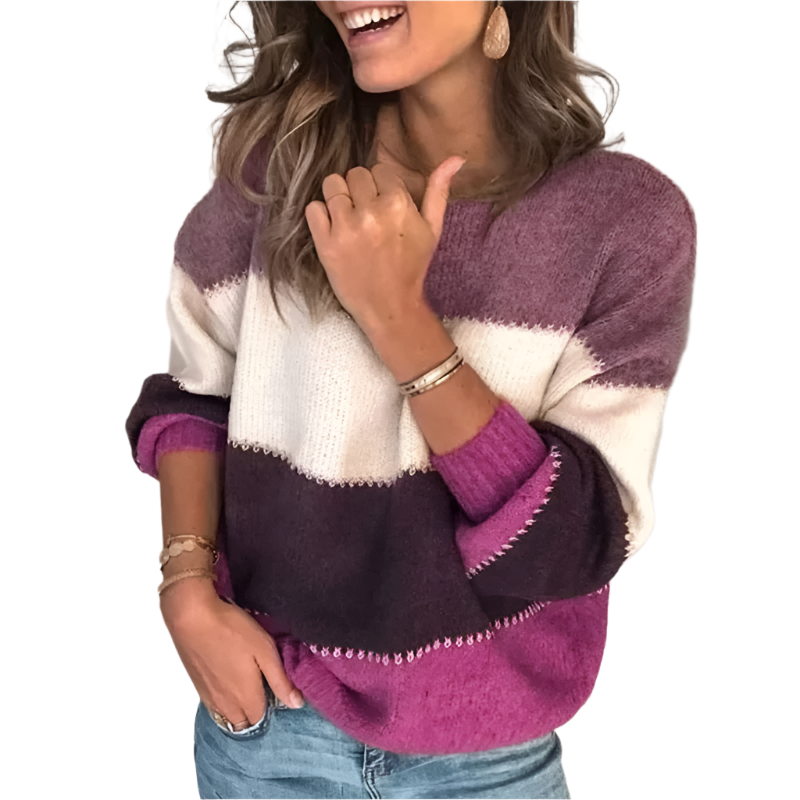 Maddalena – Klassisk Strikket Damebluse med Striber