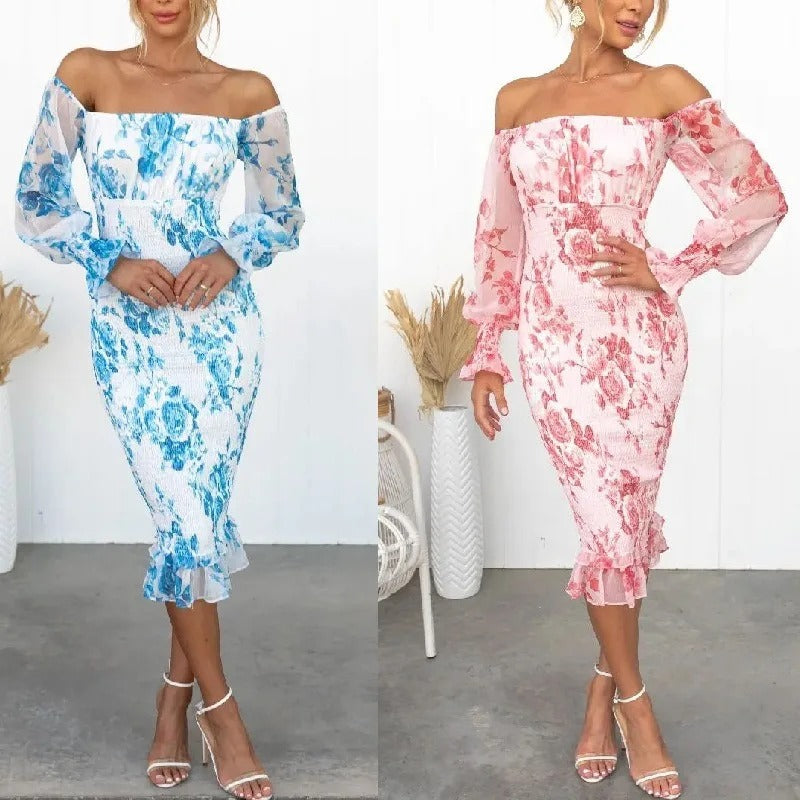 DarioConti Off Shoulder Mønstret Tube Kjole