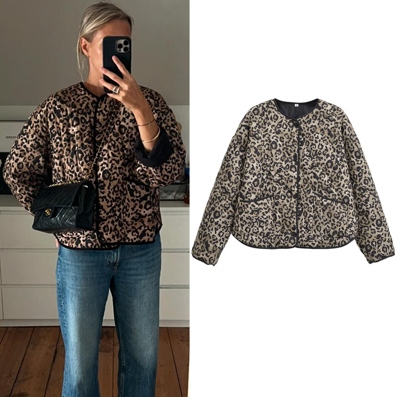 Lucavalli quiltet jakke med dyreprint til kvinder