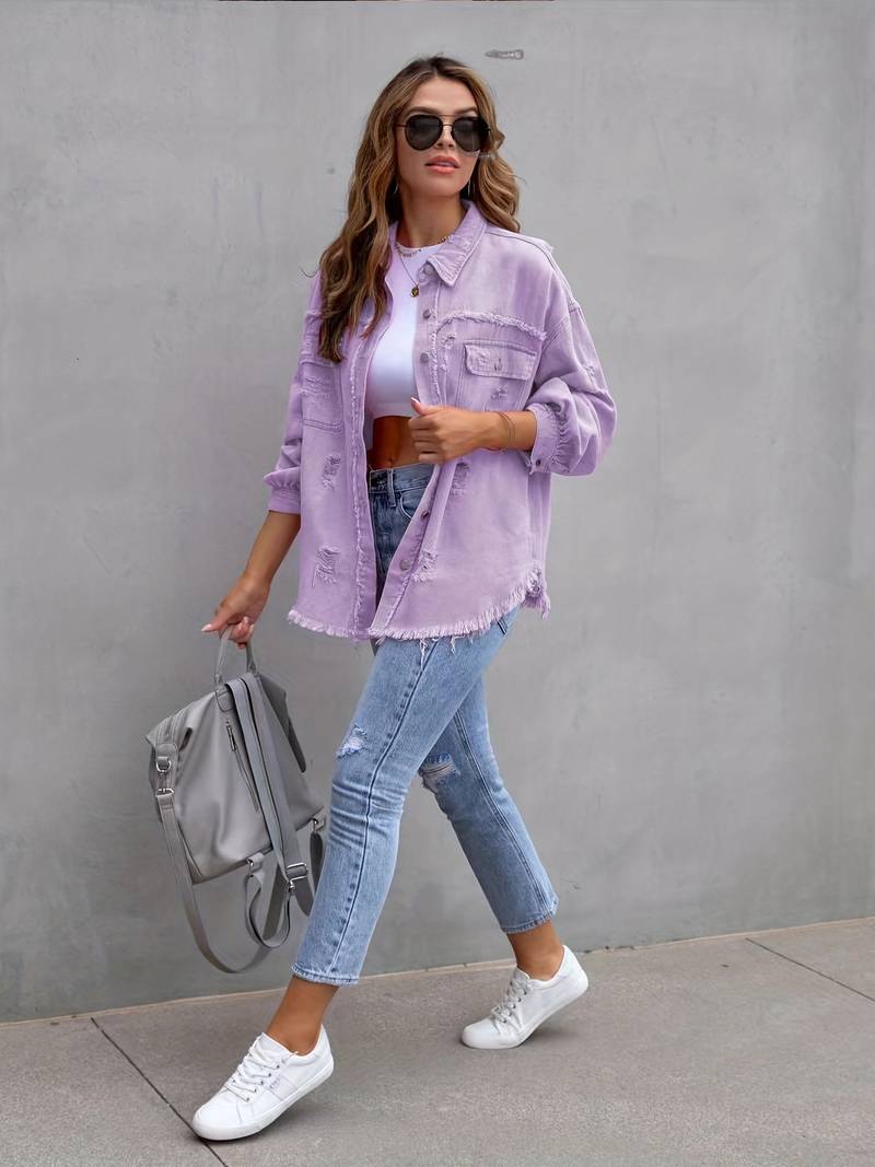 Olivia - Ripped Denim Jas
