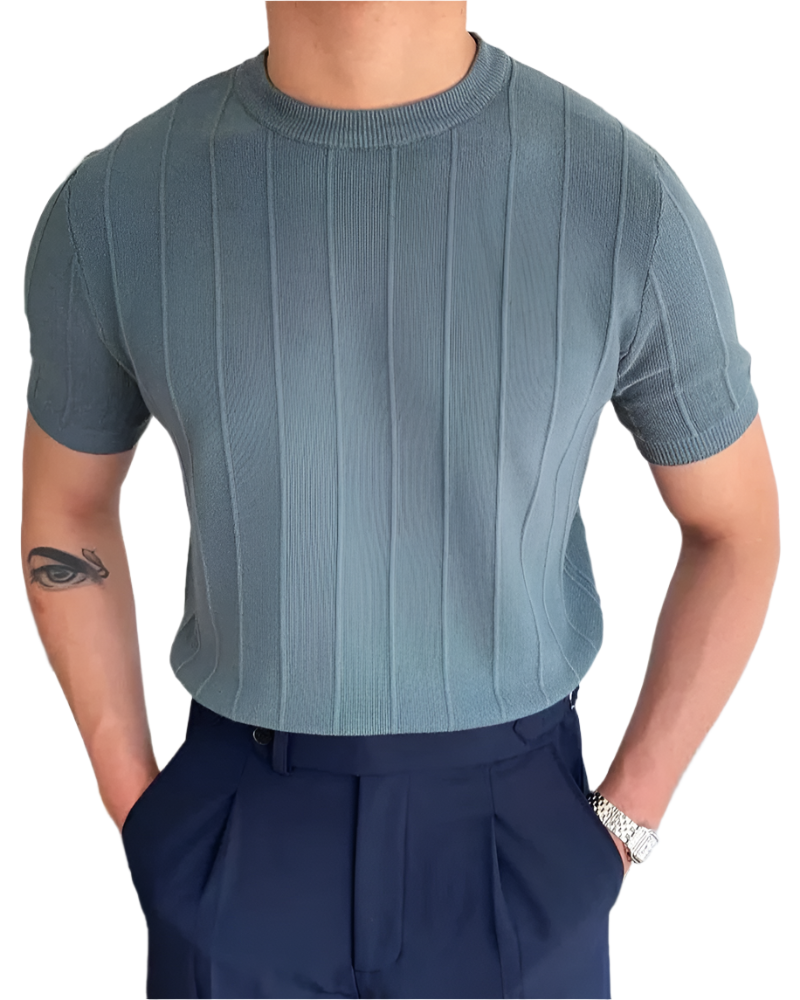 Lorenzo – Let og Åndbar Ribbet Herre T-shirt