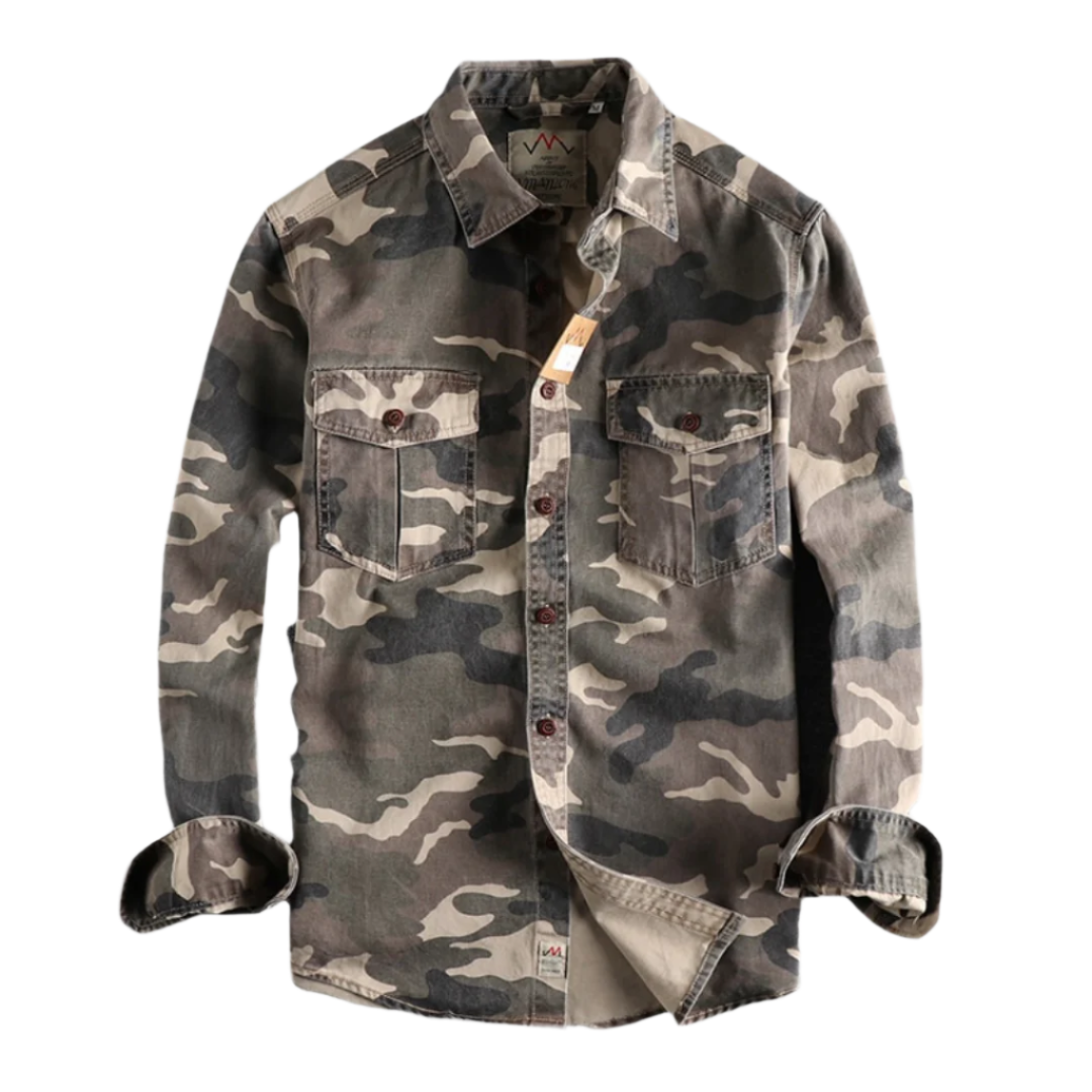 Luca – Herre Cargo Skjorte i Bomuld med Camo Look