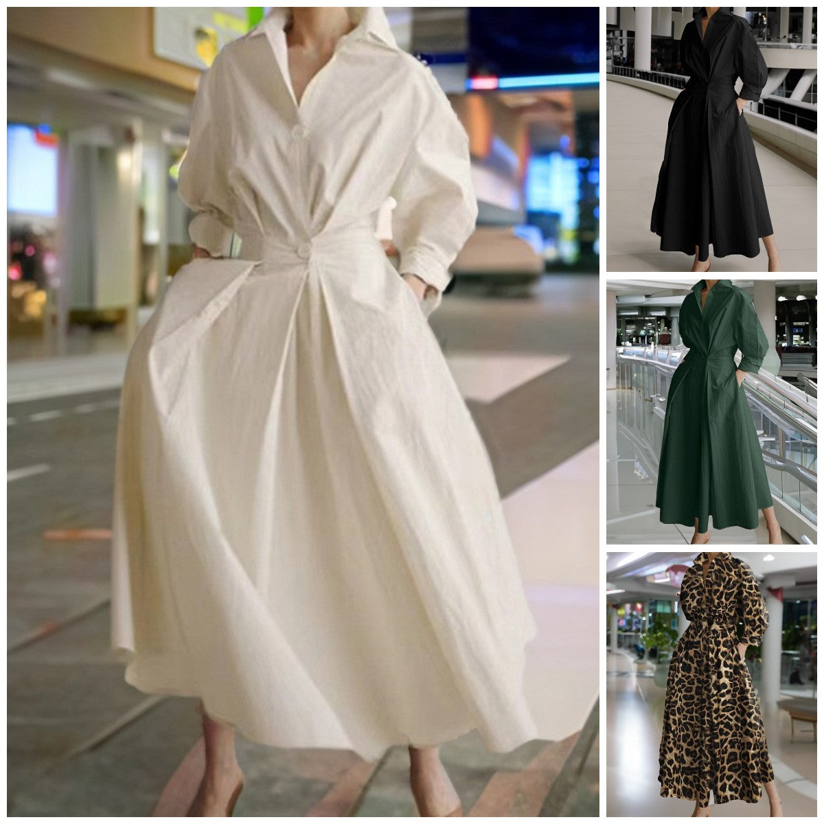 ElenaFerrucci Revers Elastisk Talje Swing Kjole Til Kvinder