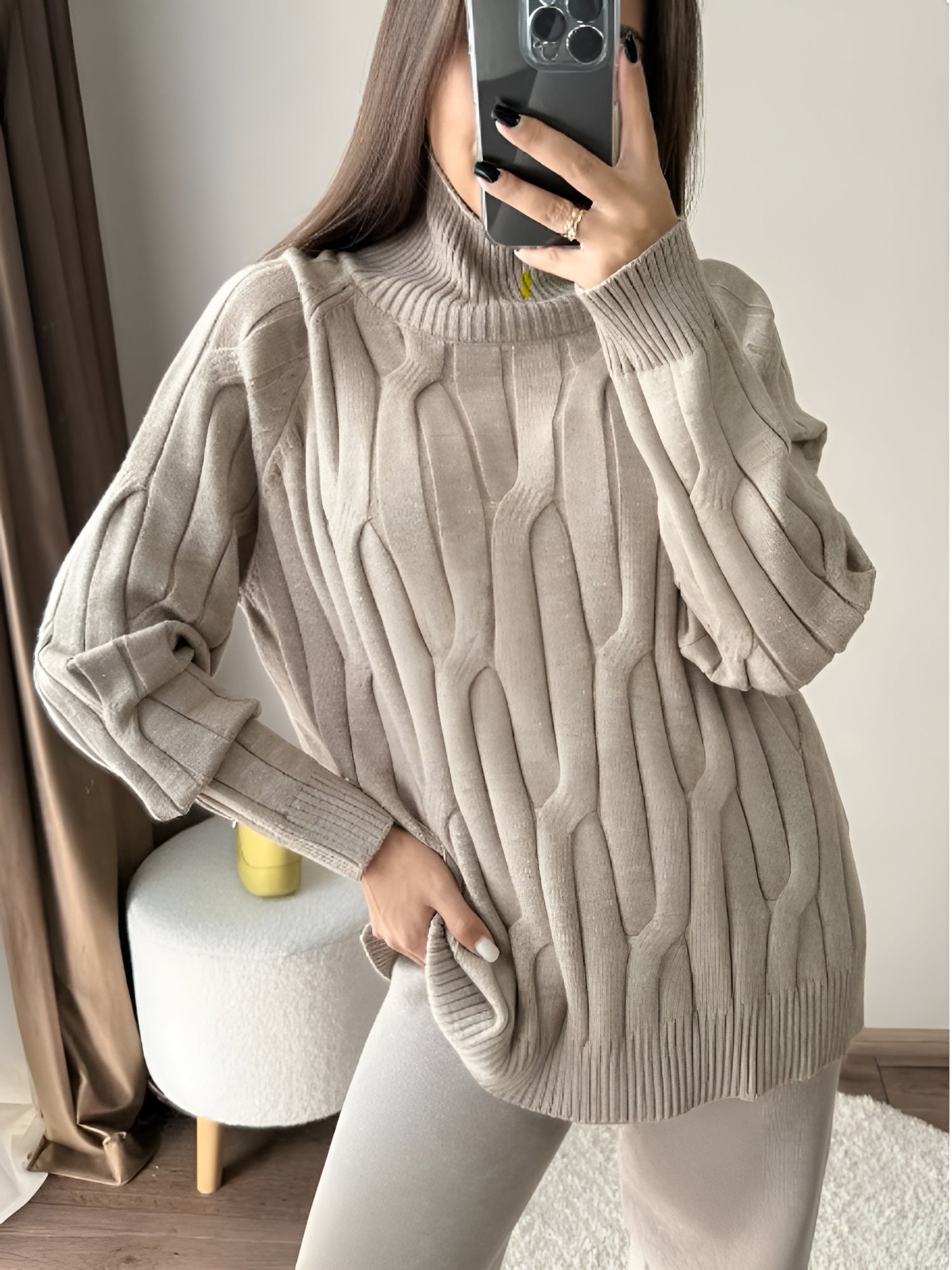 Isabella – Oversize Dame Rullekravesweater
