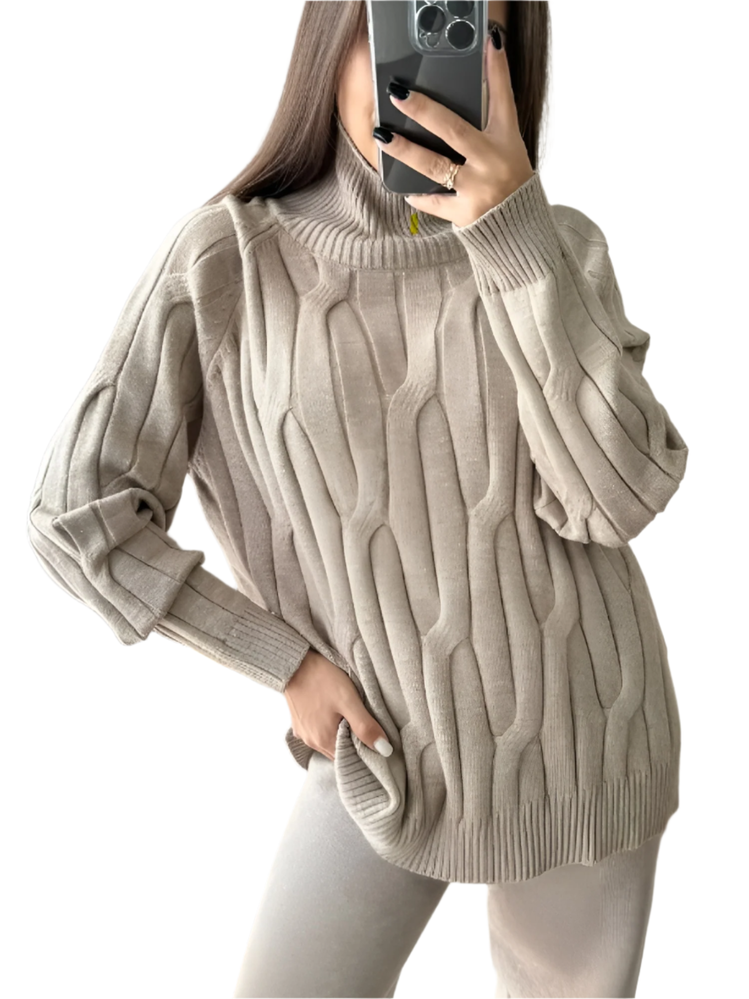 Isabella – Oversize Dame Rullekravesweater
