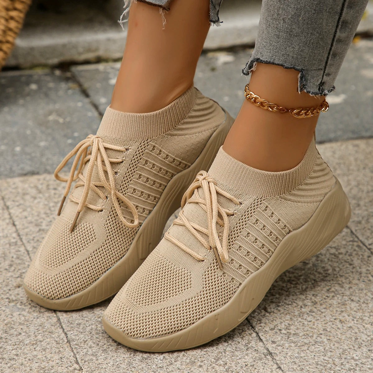 Gabriella – Åndbare Kvinde Sneakers i Strikket Mesh