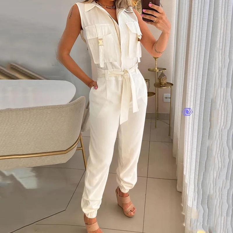 Sophia – Ærmeløs Jumpsuit med Taljebånd til Kvinder