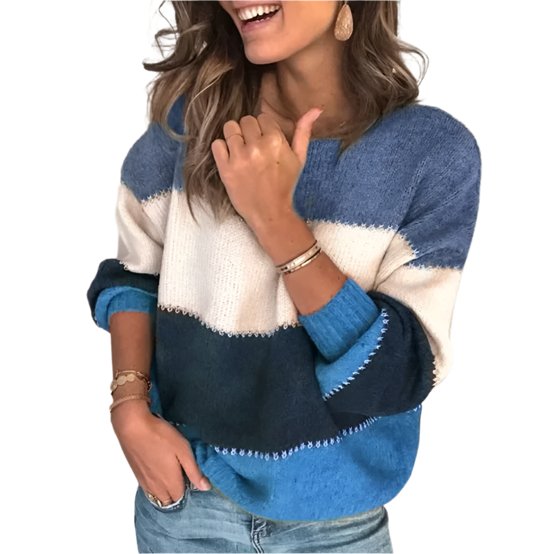 Maddalena – Klassisk Strikket Damebluse med Striber