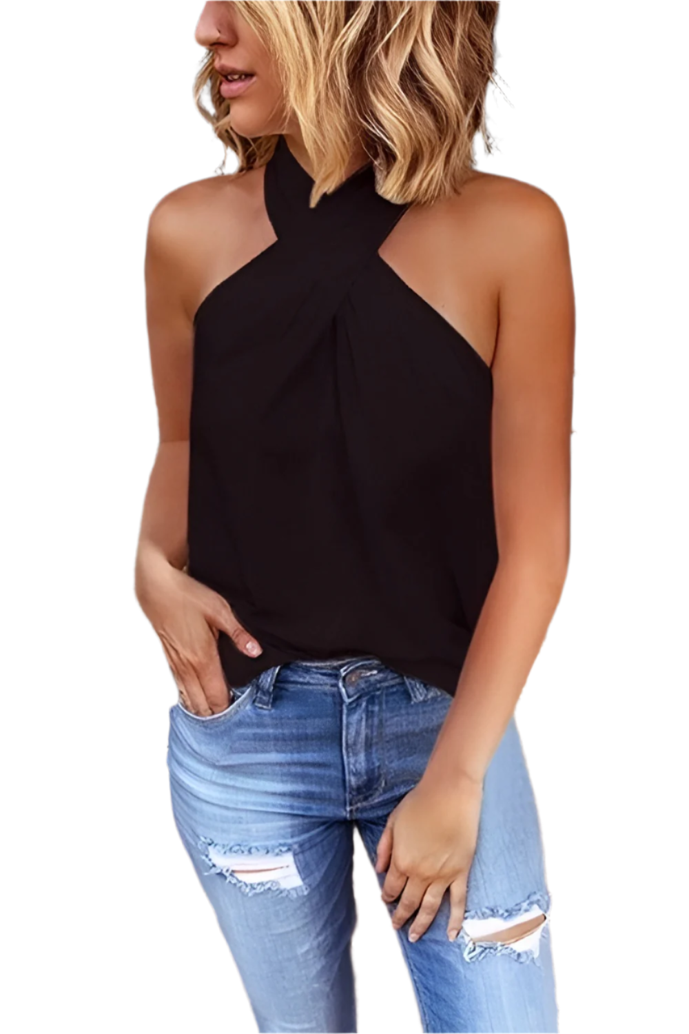 Gianna – Ærmeløs Haltertop med Twist til Kvinder