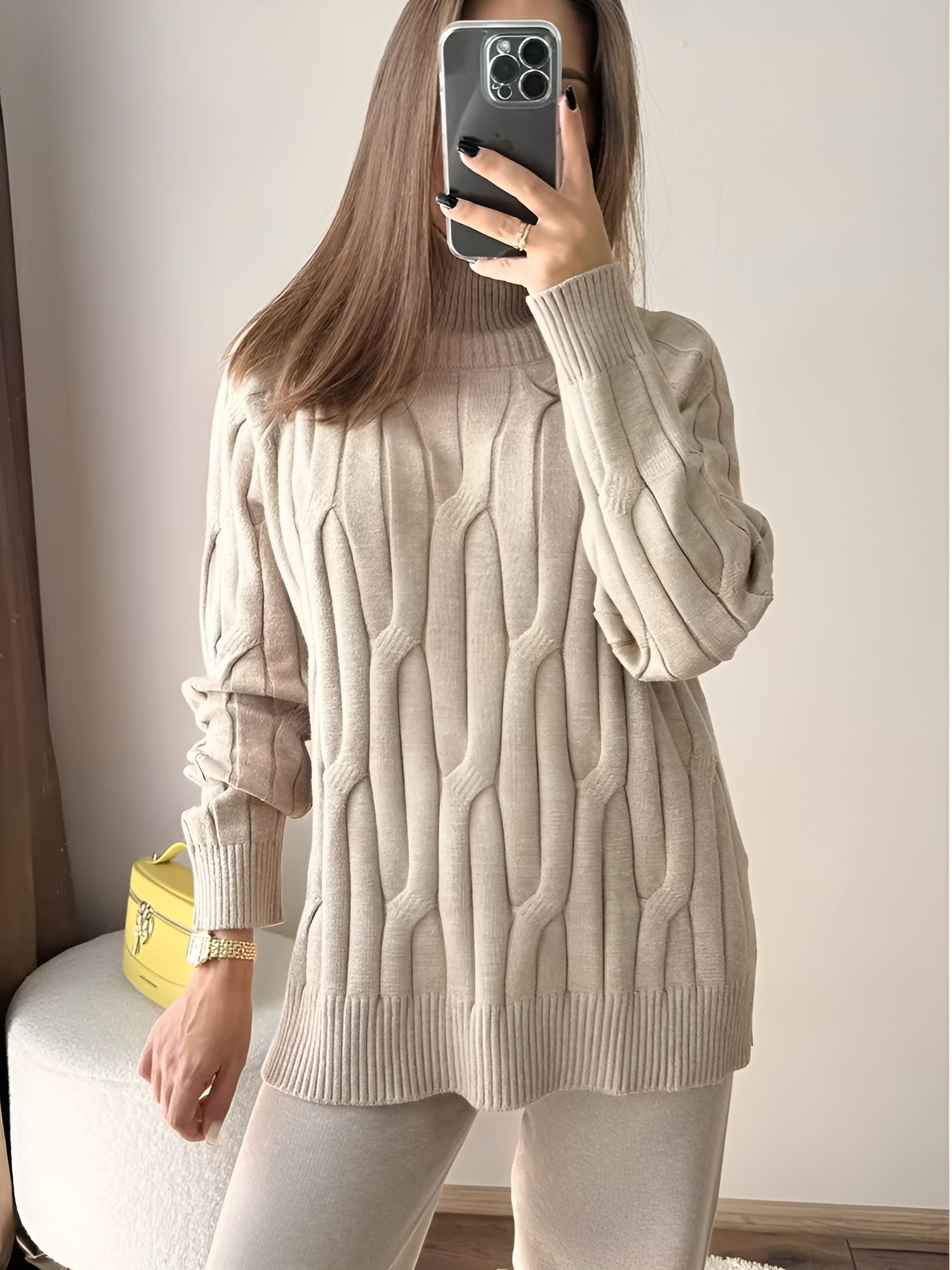 Isabella – Oversize Dame Rullekravesweater