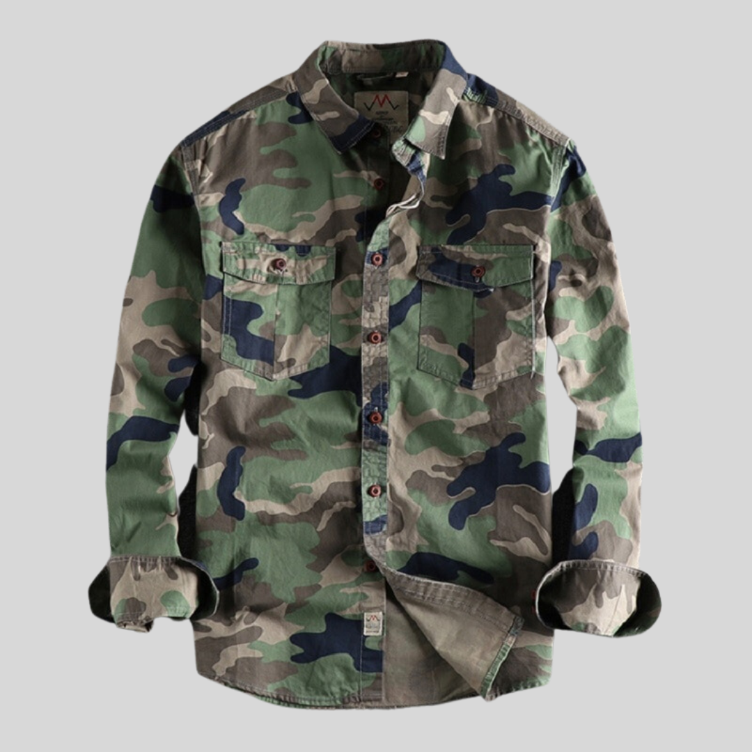 Luca – Herre Cargo Skjorte i Bomuld med Camo Look