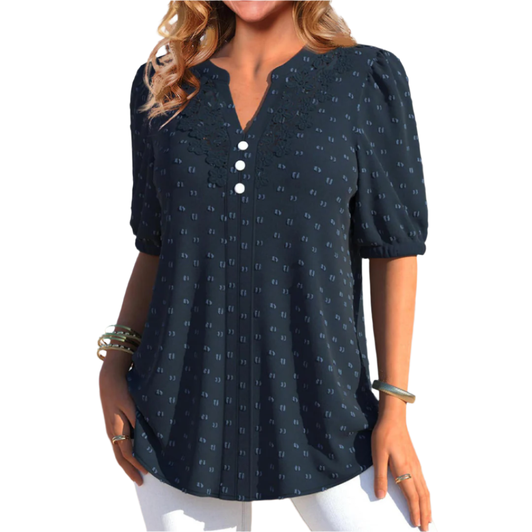 Camille – Stilfuld V-Hals Damebluse