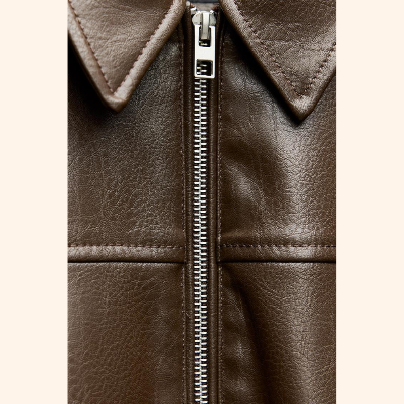 AntonioRicci Læder Efterårsjakke Til Kvinder