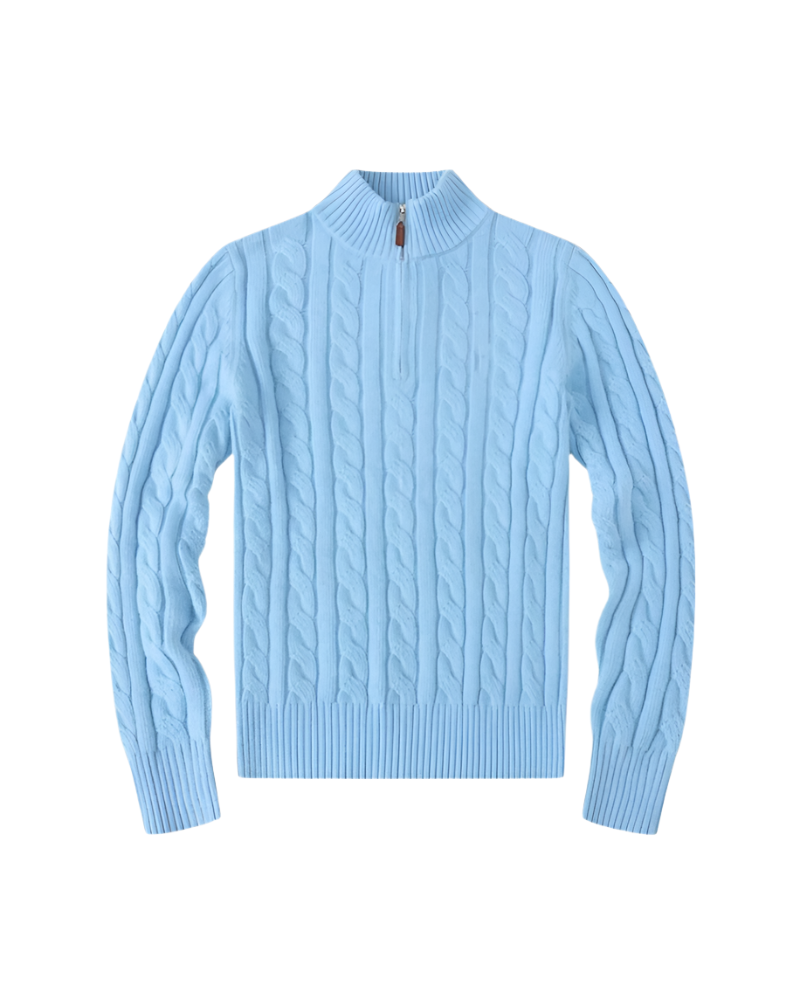 Elena – Luksuriøs Dame-Sweater med Halv Lynlås i Bomuld