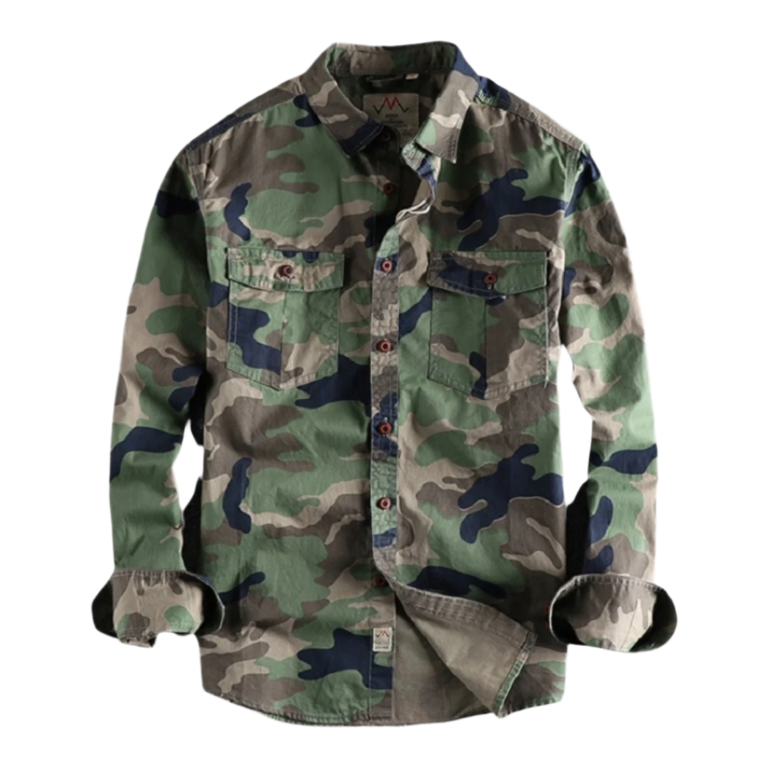 Luca – Herre Cargo Skjorte i Bomuld med Camo Look
