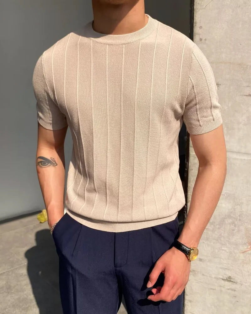 Lorenzo – Let og Åndbar Ribbet Herre T-shirt