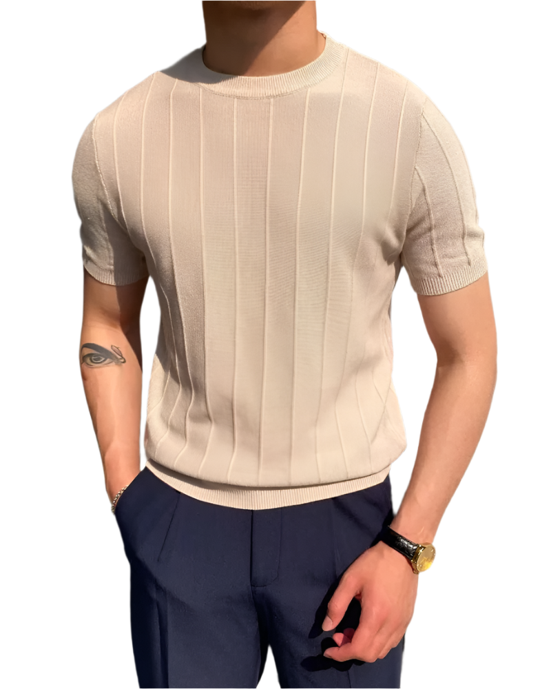 Lorenzo – Let og Åndbar Ribbet Herre T-shirt