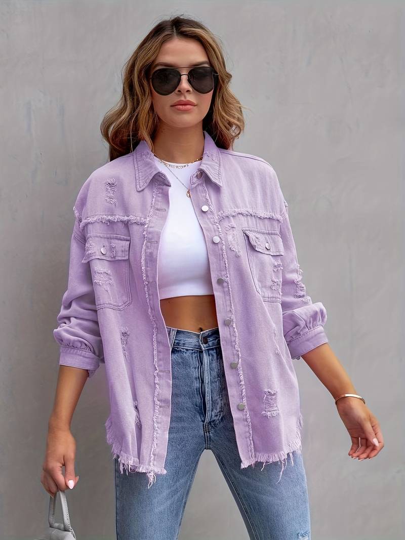 Olivia - Ripped Denim Jas