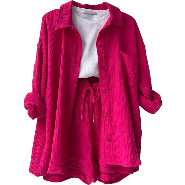 Oversized Bluse og Shorts-sæt