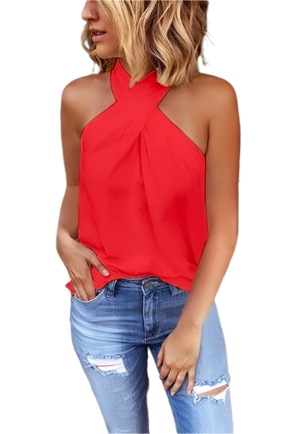 Gianna – Ærmeløs Haltertop med Twist til Kvinder