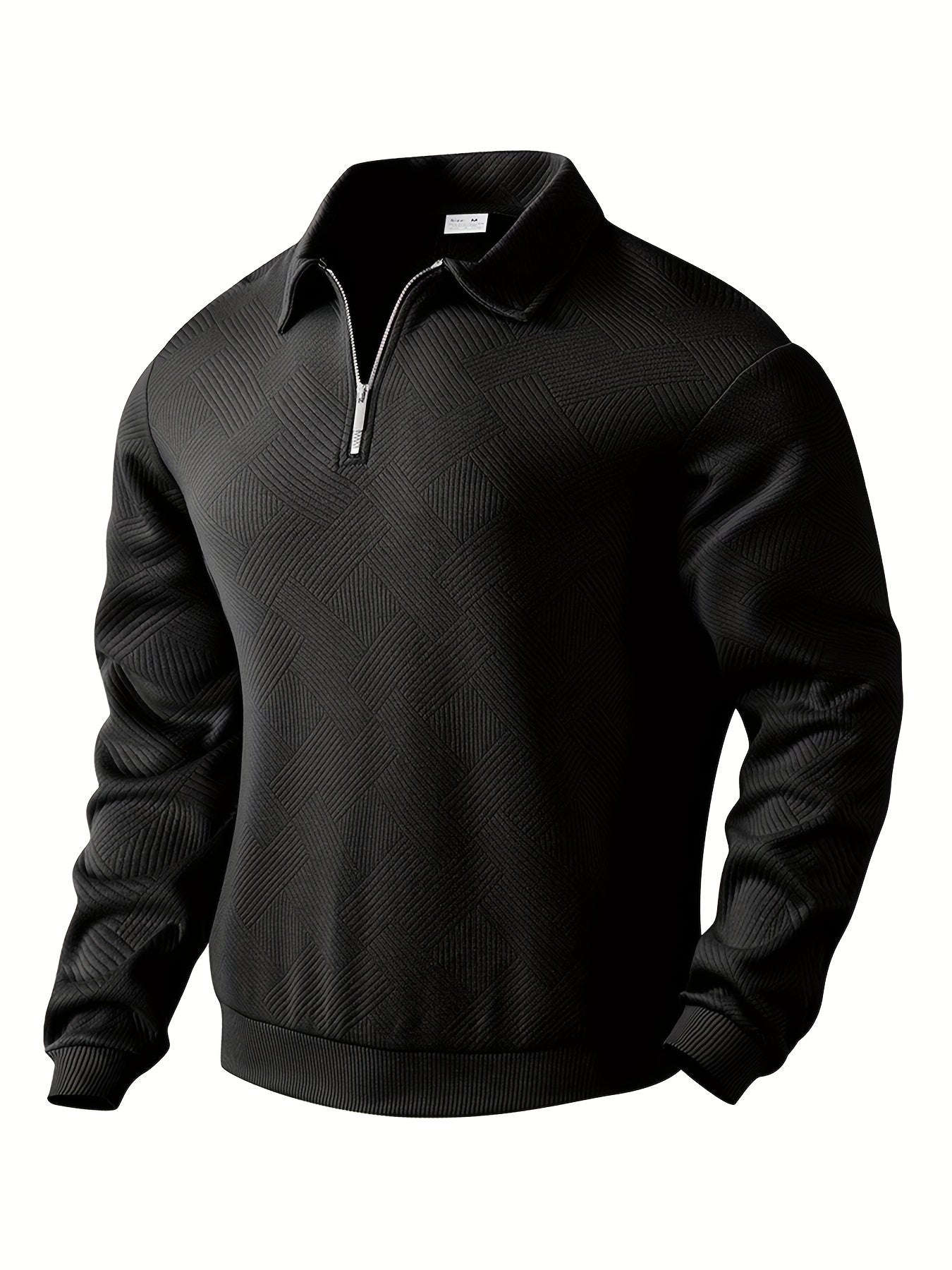 Alessio – Vintage Herre Zip-Up Pullover med Geometrisk Design