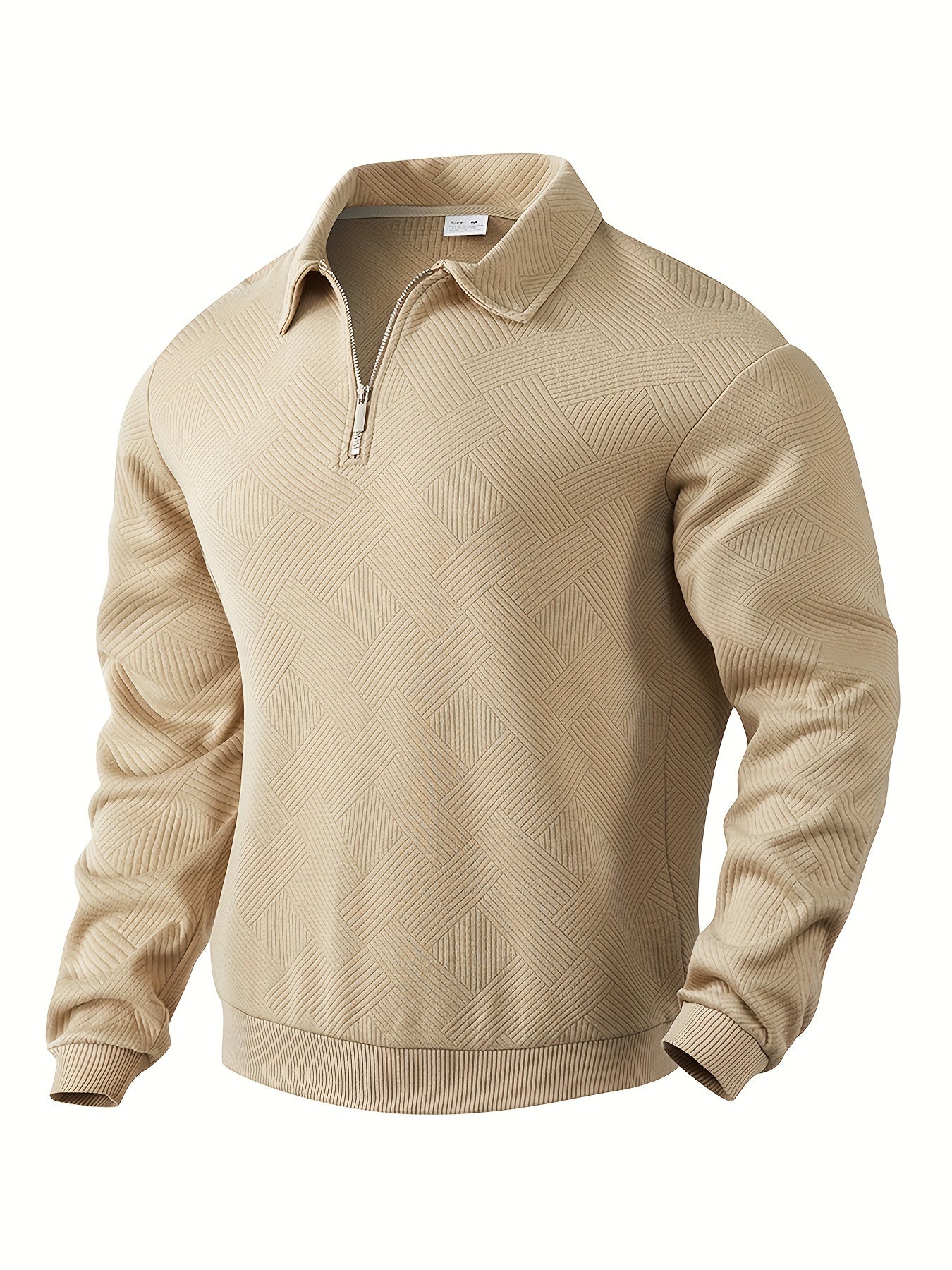 Alessio – Vintage Herre Zip-Up Pullover med Geometrisk Design