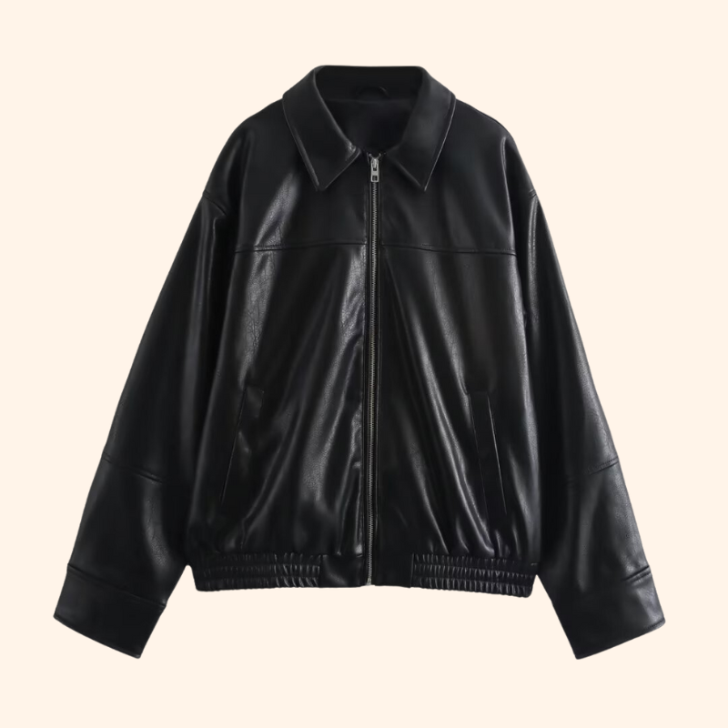 AntonioRicci Læder Efterårsjakke Til Kvinder