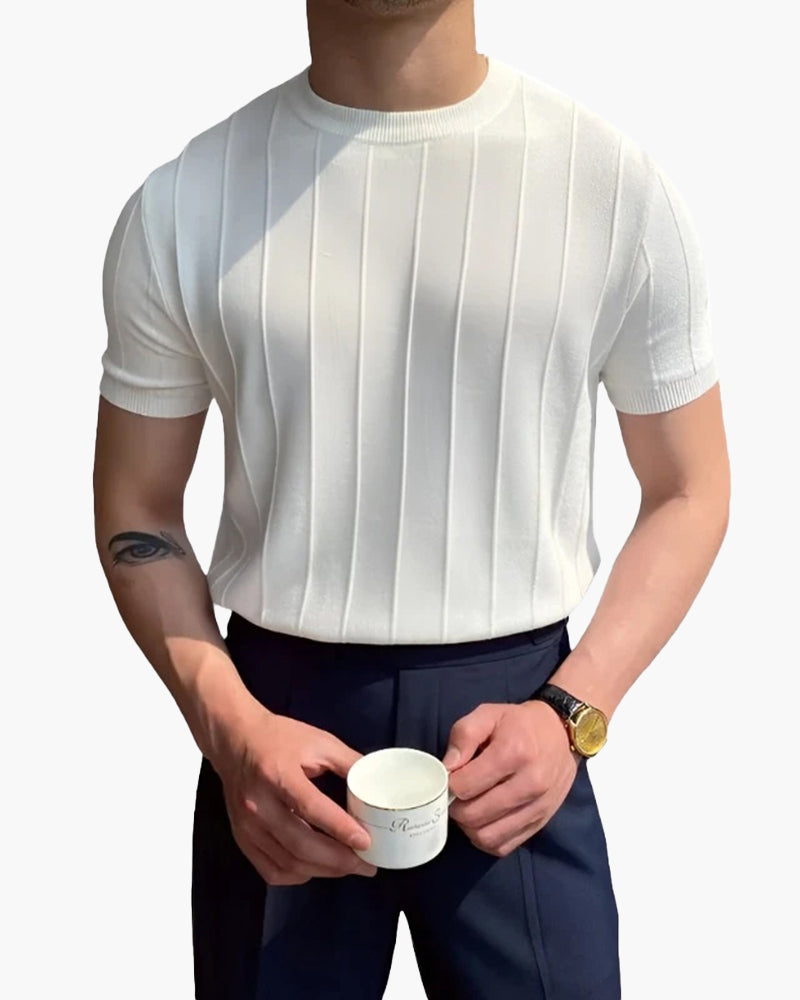 Lorenzo – Let og Åndbar Ribbet Herre T-shirt