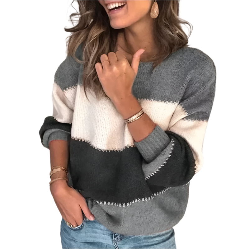 Maddalena – Klassisk Strikket Damebluse med Striber