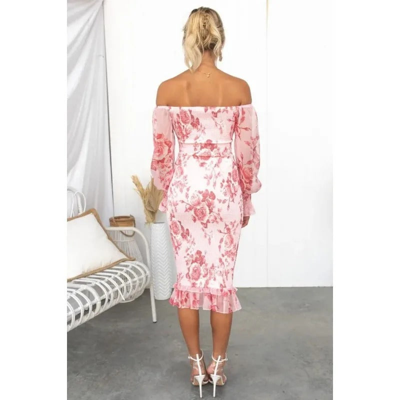 DarioConti Off Shoulder Mønstret Tube Kjole