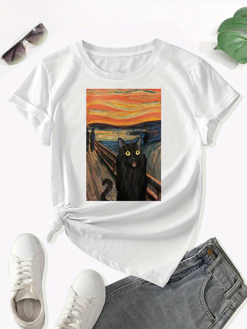 Sophie - Skjorte Med Katteprint