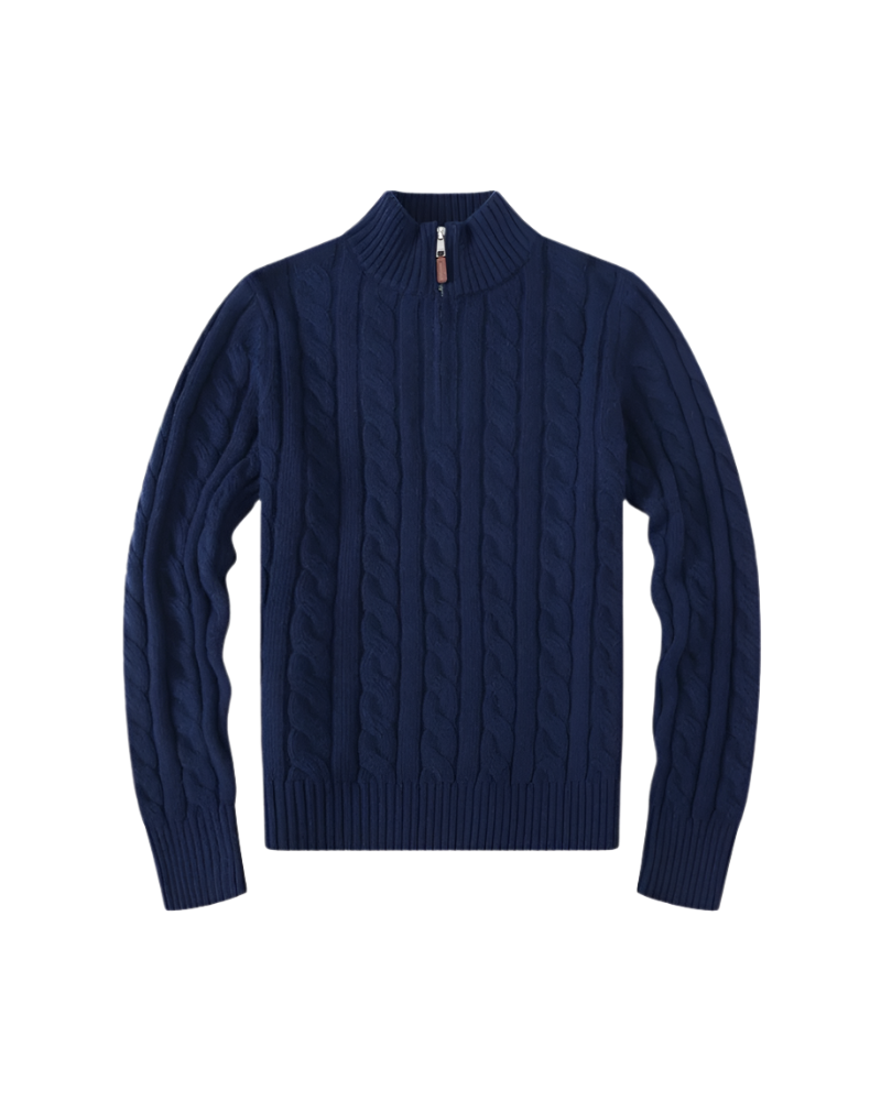 Elena – Luksuriøs Dame-Sweater med Halv Lynlås i Bomuld