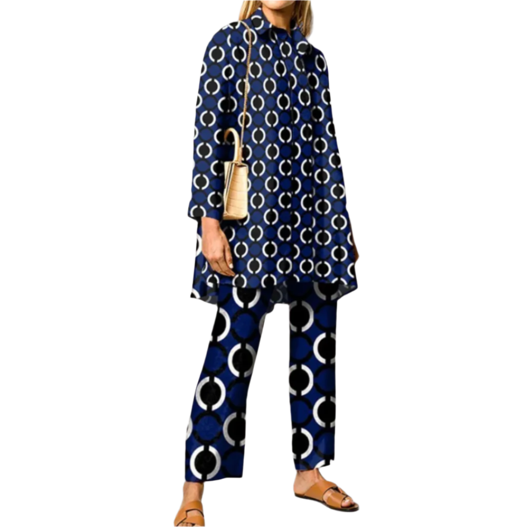 Alessia – To-delt Sæt med Vintageprint til Kvinder