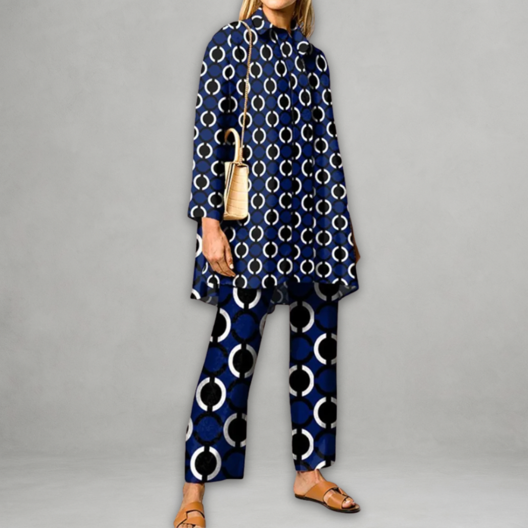 Alessia – To-delt Sæt med Vintageprint til Kvinder