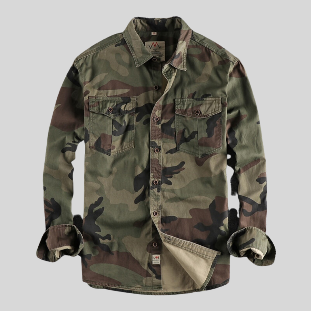 Luca – Herre Cargo Skjorte i Bomuld med Camo Look