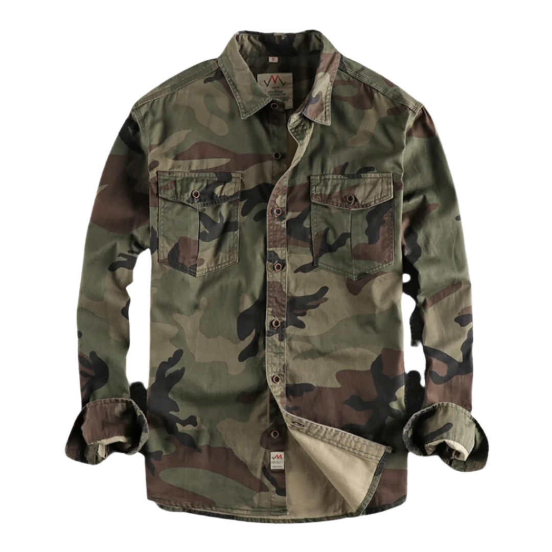 Luca – Herre Cargo Skjorte i Bomuld med Camo Look