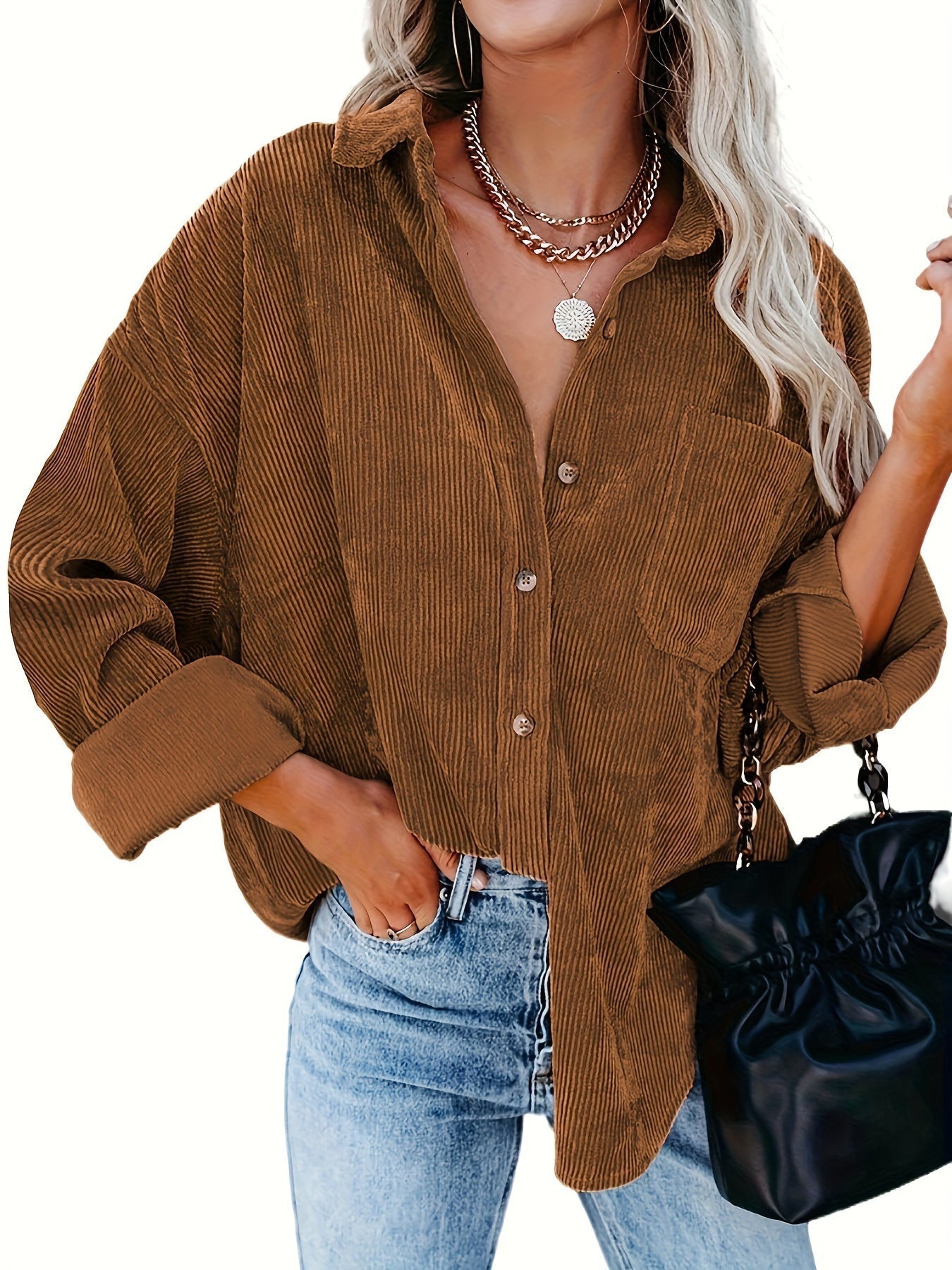 Sofia – Oversized Dame Corduroy Skjorte
