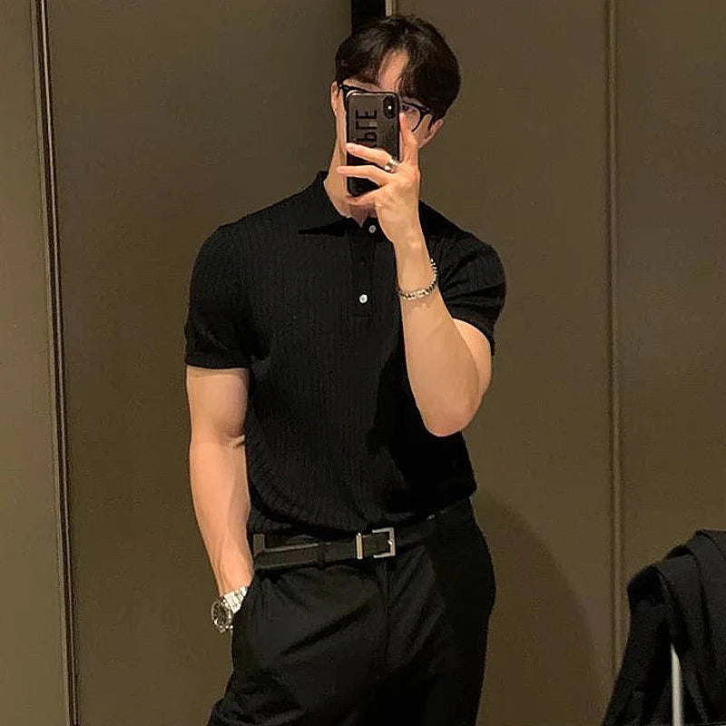 BrunoMarcello Strikket Poloshirt