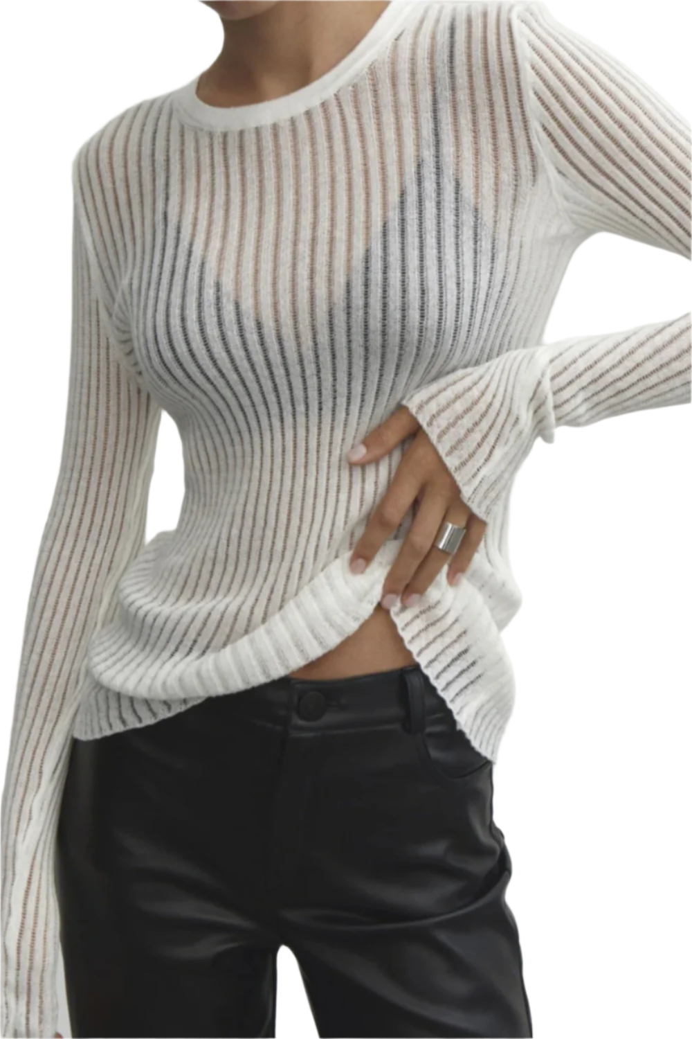 Giulia – Transparent Ribstrikket Damebluse