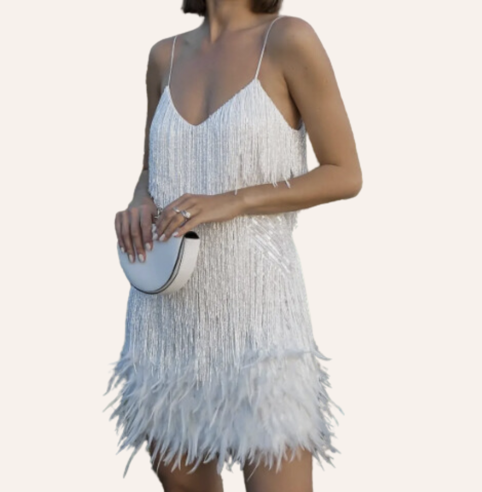 ElisaCastelli Kwastjes Spaghetti Band Jurk Voor Dames