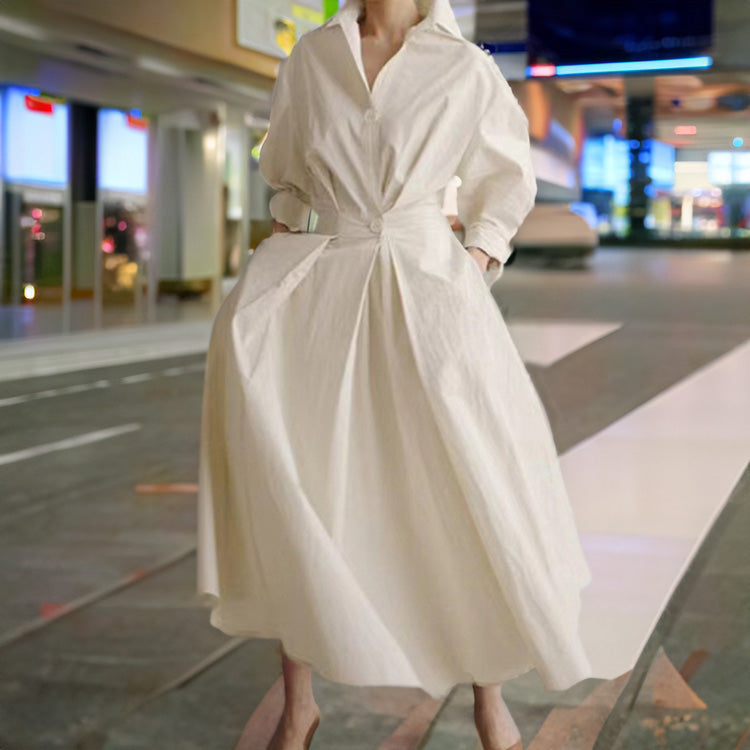 ElenaFerrucci Revers Elastisk Talje Swing Kjole Til Kvinder