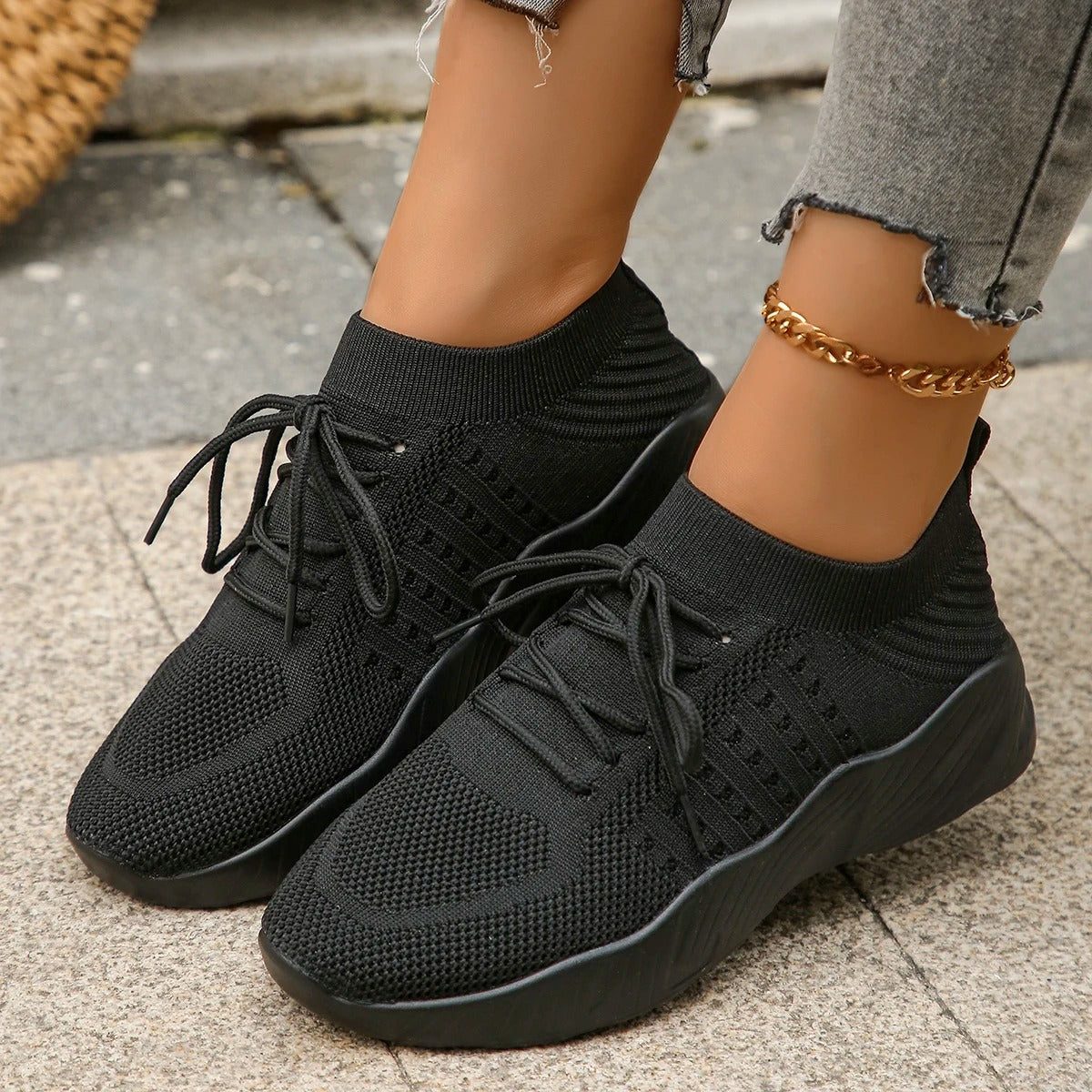 Gabriella – Åndbare Kvinde Sneakers i Strikket Mesh