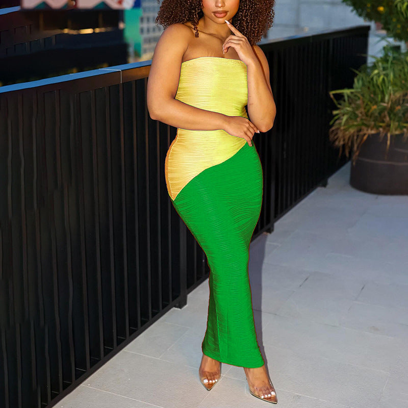 PaolaVitale Kontrastfarve Tube Top Kjole Til Kvinder