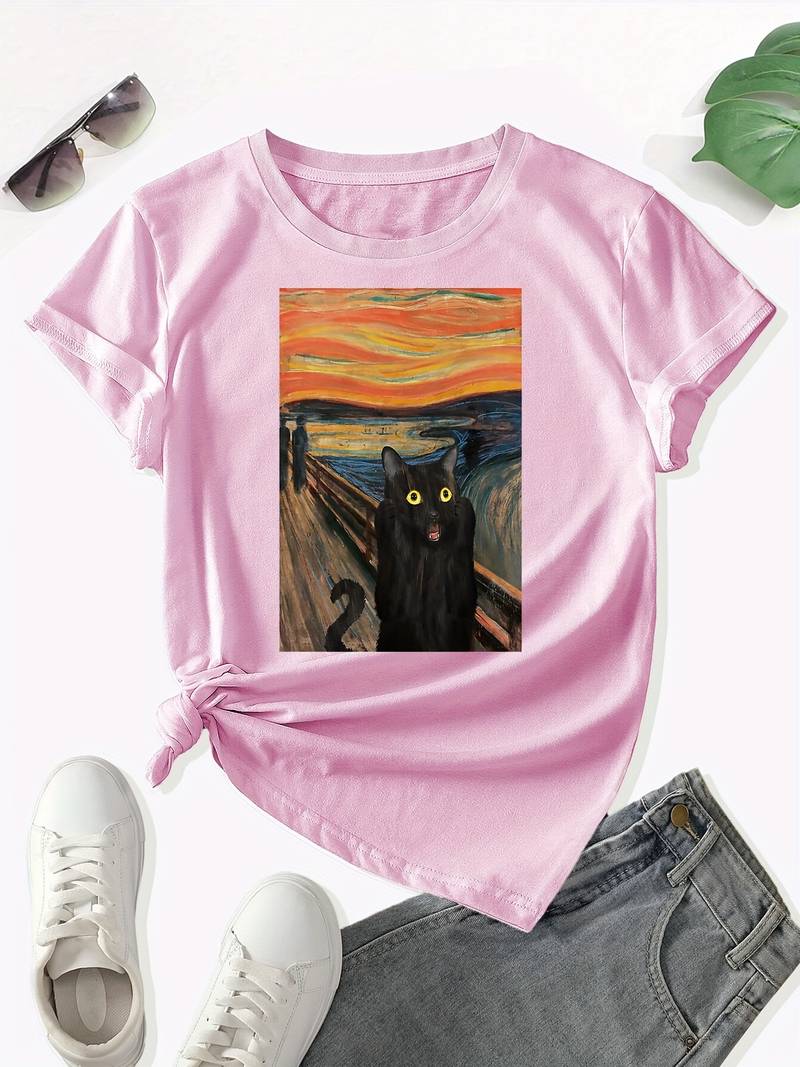 Sophie - Skjorte Med Katteprint