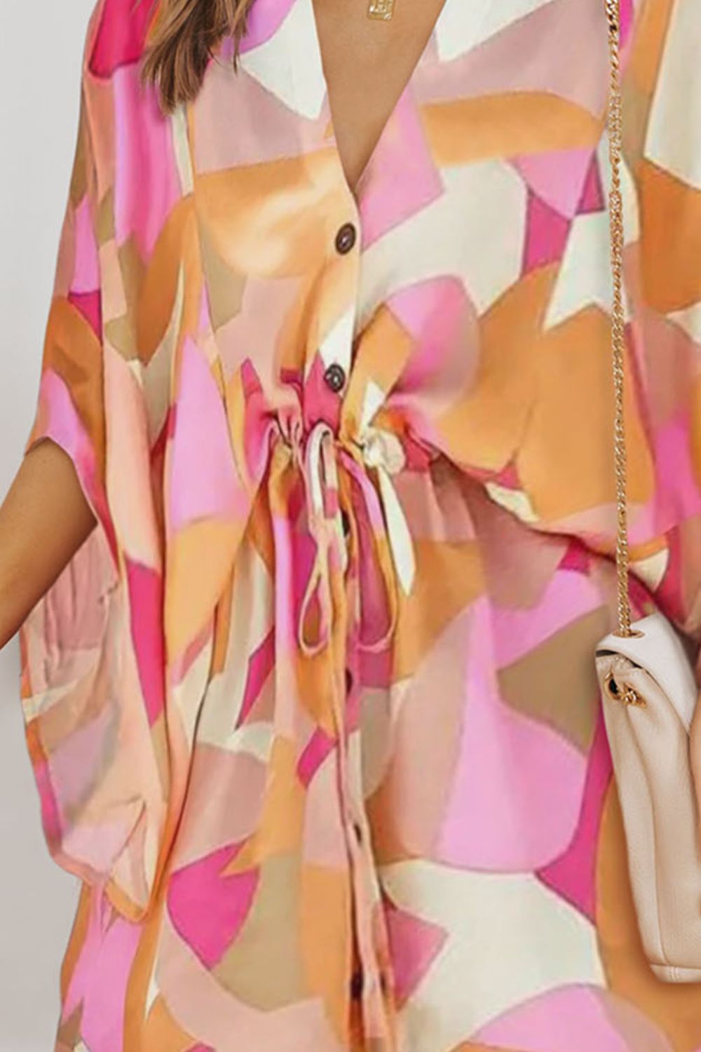 LiviaCaruso Printet kjole med V-udskæring og løbegang