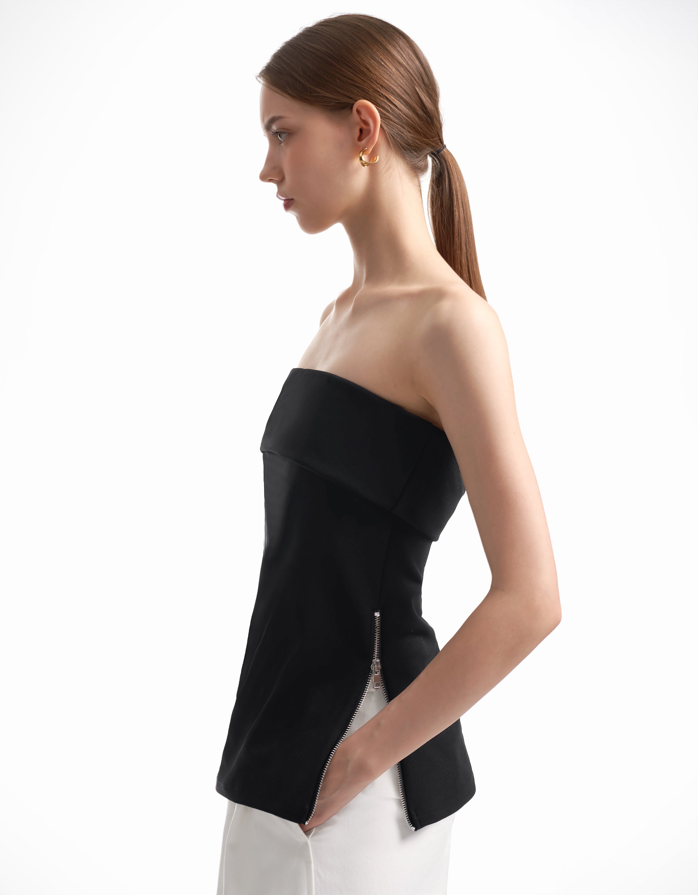 RicciTop™ stropløs top med lynlås i siden