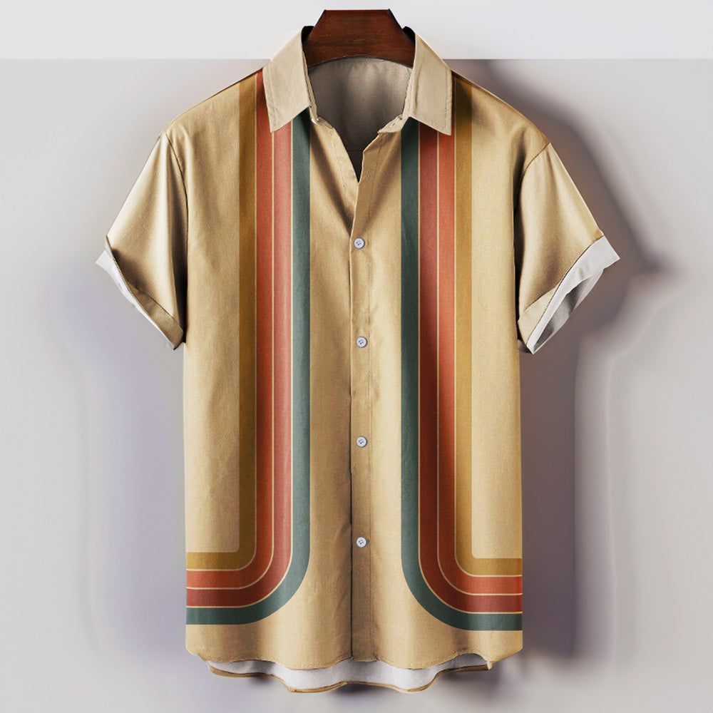 Lorenzo – Retro Mænds Stribede Skjorte med Knapper
