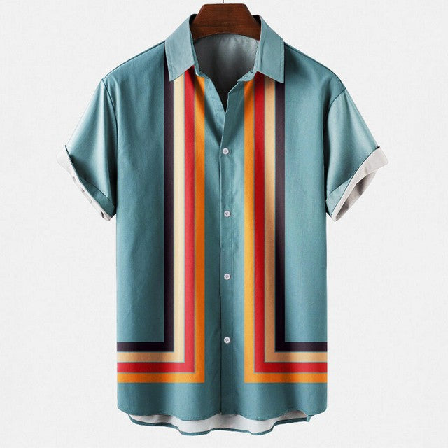 Lorenzo – Retro Mænds Stribede Skjorte med Knapper