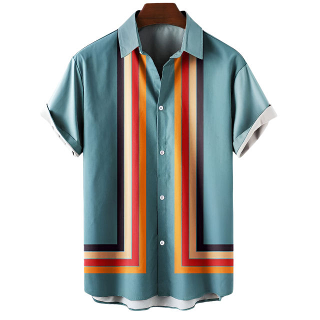 Lorenzo – Retro Mænds Stribede Skjorte med Knapper