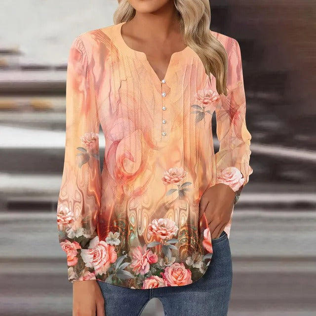 Claire - Bluse Med Print Til Kvinder